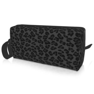 wobagmen large pencil case with handle cute print pencil bag mutifunctional pencil pouch stationery bag (black leopard)