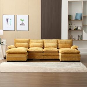 oversized modular sectional sofa with double chaise lounge, chenille upholstered cloud couches for living room, u shaped large overstuffed sofa&couches with thicked cushion for apartment office