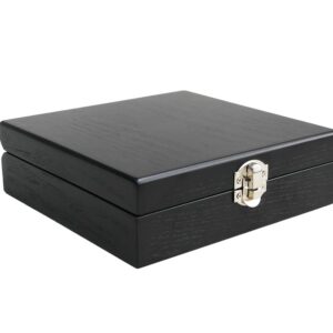 Lutong Wooden Storage Box with Hinged Lid and Front Clasp for Craft Gifts storage box - 6.5" x 6.5" x 2"- (Black)