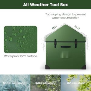 Goplus Outdoor Storage Box, 174 Gallon All Weather Outside Storage Container w/Convenient Handles & Breathable Mesh Vent, Large Waterproof Tarpaulin Deck Box for Poolside, Garden, Yard, Camping, Green