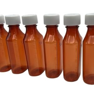 Sandhill Tools Graduated Amber Oval Medicine Bottles with Child Resistant Caps 4 Oz Travel Size Containers for liquids and Lotions (Pack of 12)