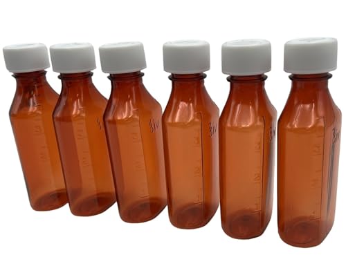 Sandhill Tools Graduated Amber Oval Medicine Bottles with Child Resistant Caps 4 Oz Travel Size Containers for liquids and Lotions (Pack of 12)