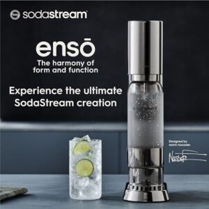 SodaStream Enso Sparkling Water Maker Bundle, 60L CO2 Canister, BPA Free Carbonating Bottle