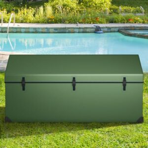 Goplus Outdoor Storage Box, 174 Gallon All Weather Outside Storage Container w/Convenient Handles & Breathable Mesh Vent, Large Waterproof Tarpaulin Deck Box for Poolside, Garden, Yard, Camping, Green