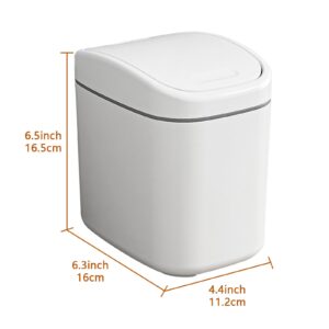 Toguma Desktop Trash Can with Lid Table Trash Basket Bedside Plastic Waste Paper Basket Mini Trash Bin for Car Wastebasket for Coffee Shop (White)