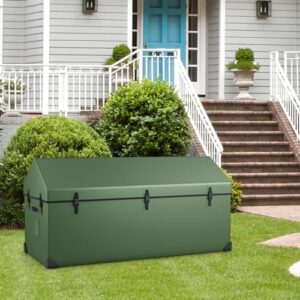 Goplus Outdoor Storage Box, 174 Gallon All Weather Outside Storage Container w/Convenient Handles & Breathable Mesh Vent, Large Waterproof Tarpaulin Deck Box for Poolside, Garden, Yard, Camping, Green