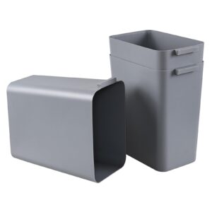 Gloreen 16 Liter Plastic Rectangle Trash Bins, 3 Pack Garbage Cans for Home, Office, Dormitory, Grey