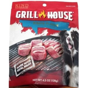 Bumpazie Grill House Bac'n Sizzlers Dog Treats, 4.5 oz. with Grill House Porterhouse Flavor Dog Treats, 4.5 oz and Grill House Ribeye Flavor Dog Treats, 4.5 oz.