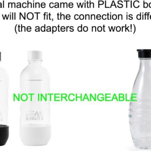 2 Glass Bottles for (NOT INTERCHANGEABLE WITH PLASTIC) SodaStream Aqua Fizz, Crystal and Penguin Carbonating Sparkling Water Machines