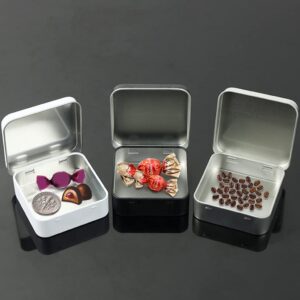 BEIDUOYANG Cute Tiny Storage Cases Sealed Design Metal Tin Practical Box Containers For Jewelry Candy Headrope Condom Sundries Metal Tin With Lids For Home Dorm, White