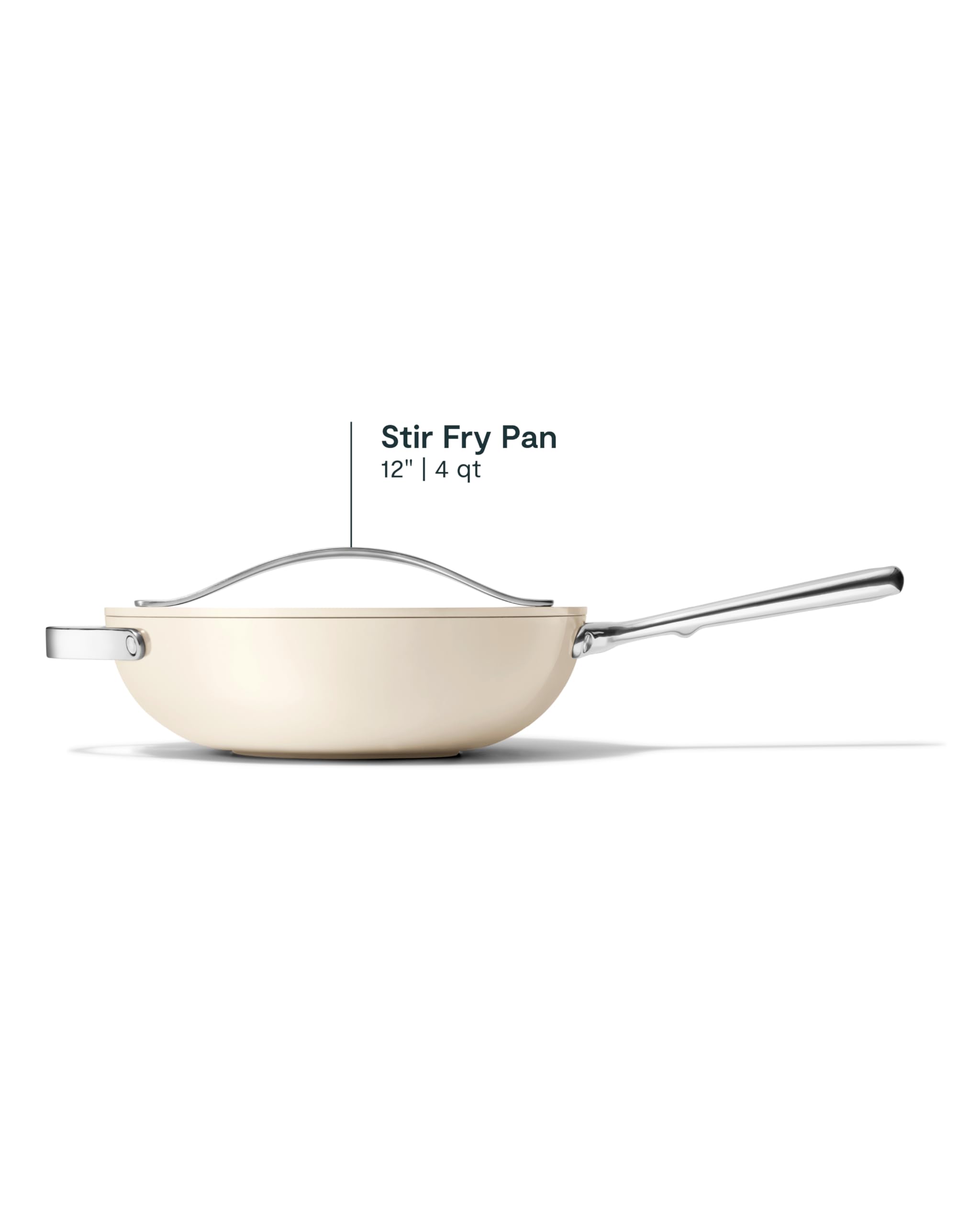 Caraway Non-Stick Stir Fry Pan - 12” Wok-Inspired Pan - Free From Forever Chemicals - High-Sloped Walls - Stainless Steel Handles - Cream