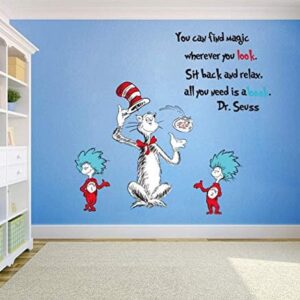 Runtoo Kids Wall Art Stickers Inspirational Quotes All You Need is a Book Reading Room Wall Decals Bedroom Classroom Wall Decor