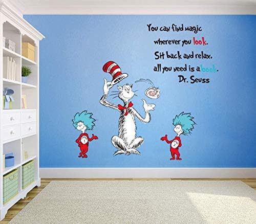 Runtoo Kids Wall Art Stickers Inspirational Quotes All You Need is a Book Reading Room Wall Decals Bedroom Classroom Wall Decor