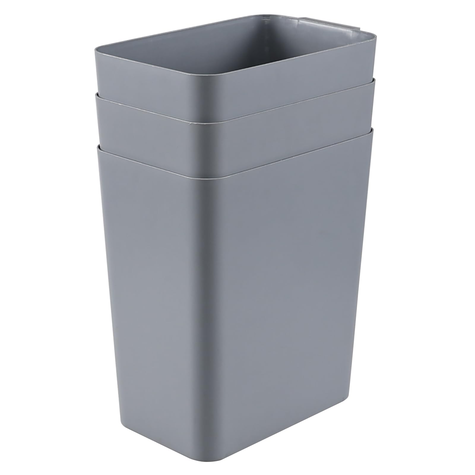 Gloreen 16 Liter Plastic Rectangle Trash Bins, 3 Pack Garbage Cans for Home, Office, Dormitory, Grey