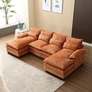 Oversized Modular Sectional Sofa with Chaise Lounge, 110.63" Chenille Upholstered Cloud Couches for Living Room, U Shaped Large Overstuffed Sofa&Couches with Thicked Cushion for Apartment Office