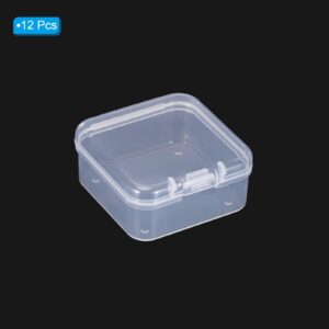 PATIKIL 1.8x1.8x1 Inch Clear Storage Box with Hinged Lid, 12Pack Plastic Stackable Rectangle Organizer Container for Bead Jewelry Small Item Art Craft Project