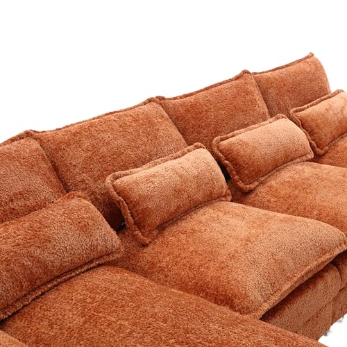 Oversized Modular Sectional Sofa with Chaise Lounge, 110.63" Chenille Upholstered Cloud Couches for Living Room, U Shaped Large Overstuffed Sofa&Couches with Thicked Cushion for Apartment Office