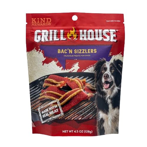 Bumpazie Grill House Bac'n Sizzlers Dog Treats, 4.5 oz. with Grill House Porterhouse Flavor Dog Treats, 4.5 oz and Grill House Ribeye Flavor Dog Treats, 4.5 oz.