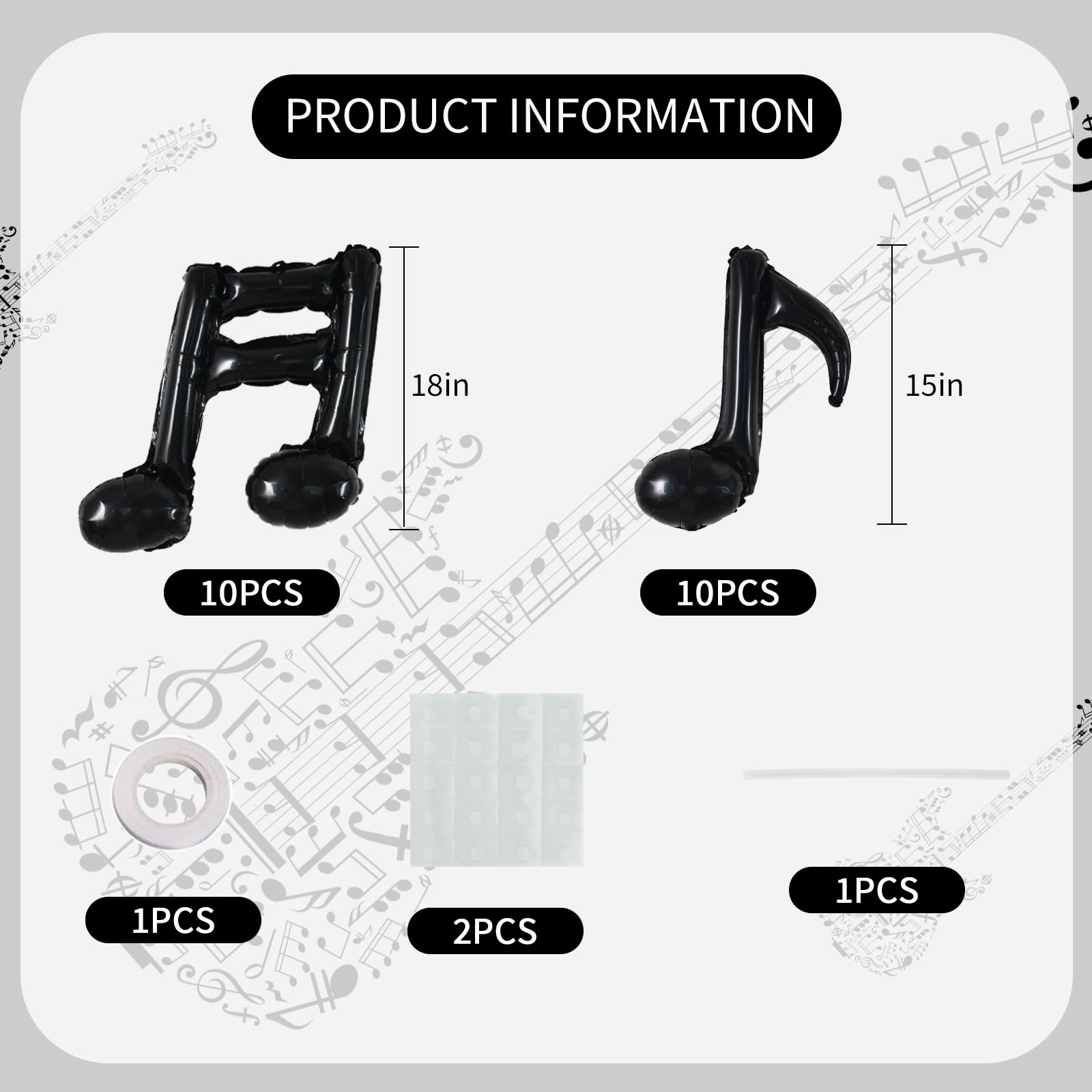 TONIFUL 20Pcs Music Note Balloons,Black Music Balloons Music Notes Party Decorations Music Themed Party Supplies Music Note Aluminum Foil Balloons For Birthday Baby Shower Celebrations Outdoor Party