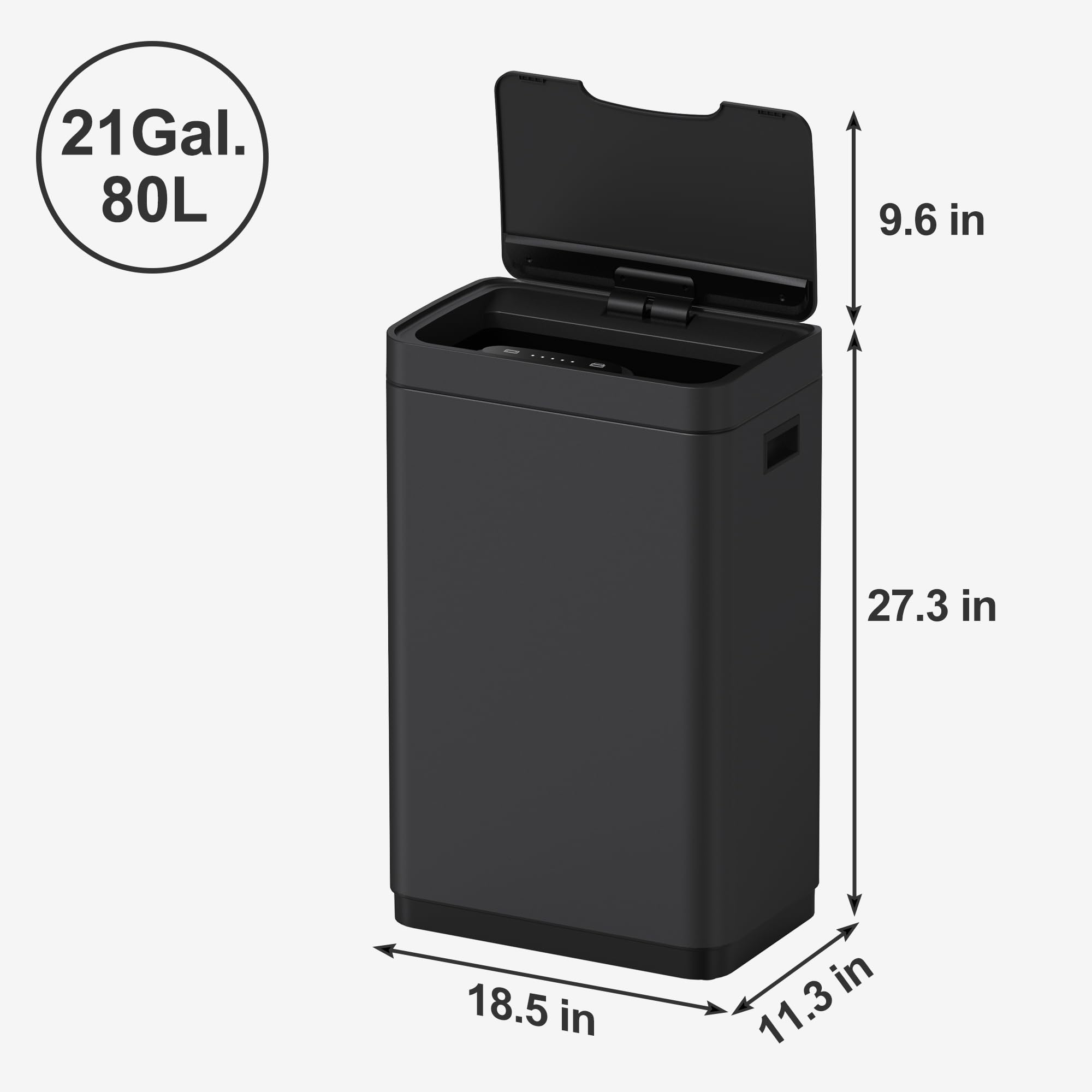 Mbillion Motion Sensor Trash Can Automatic Trash Can 21 Gallon Touchless Trash Cans Stainless Steel Smart Trash Can with Lid Rectangular Touchless Garbage Can for Kitchen Bedroom Home Office Black