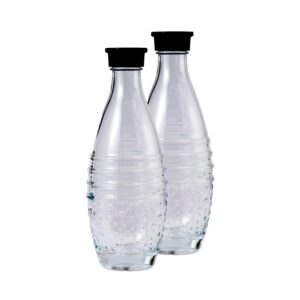 2 glass bottles for (not interchangeable with plastic) sodastream aqua fizz, crystal and penguin carbonating sparkling water machines