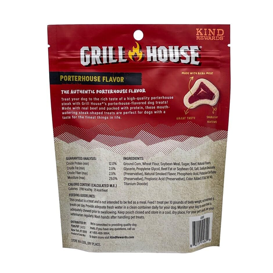 Bumpazie Grill House Bac'n Sizzlers Dog Treats, 4.5 oz. with Grill House Porterhouse Flavor Dog Treats, 4.5 oz and Grill House Ribeye Flavor Dog Treats, 4.5 oz.