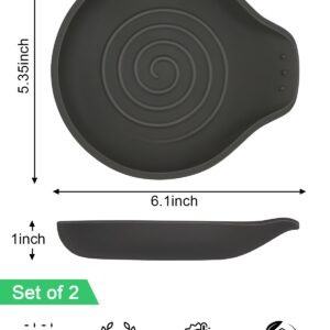 LOMILD 2 Pcs Spoon Rest for Stove Top Silicone, 6.1" Large Stove Spoon Holder for Spatula, Tongs or Spoon, Kitchen Counter Decor, Gray & Black