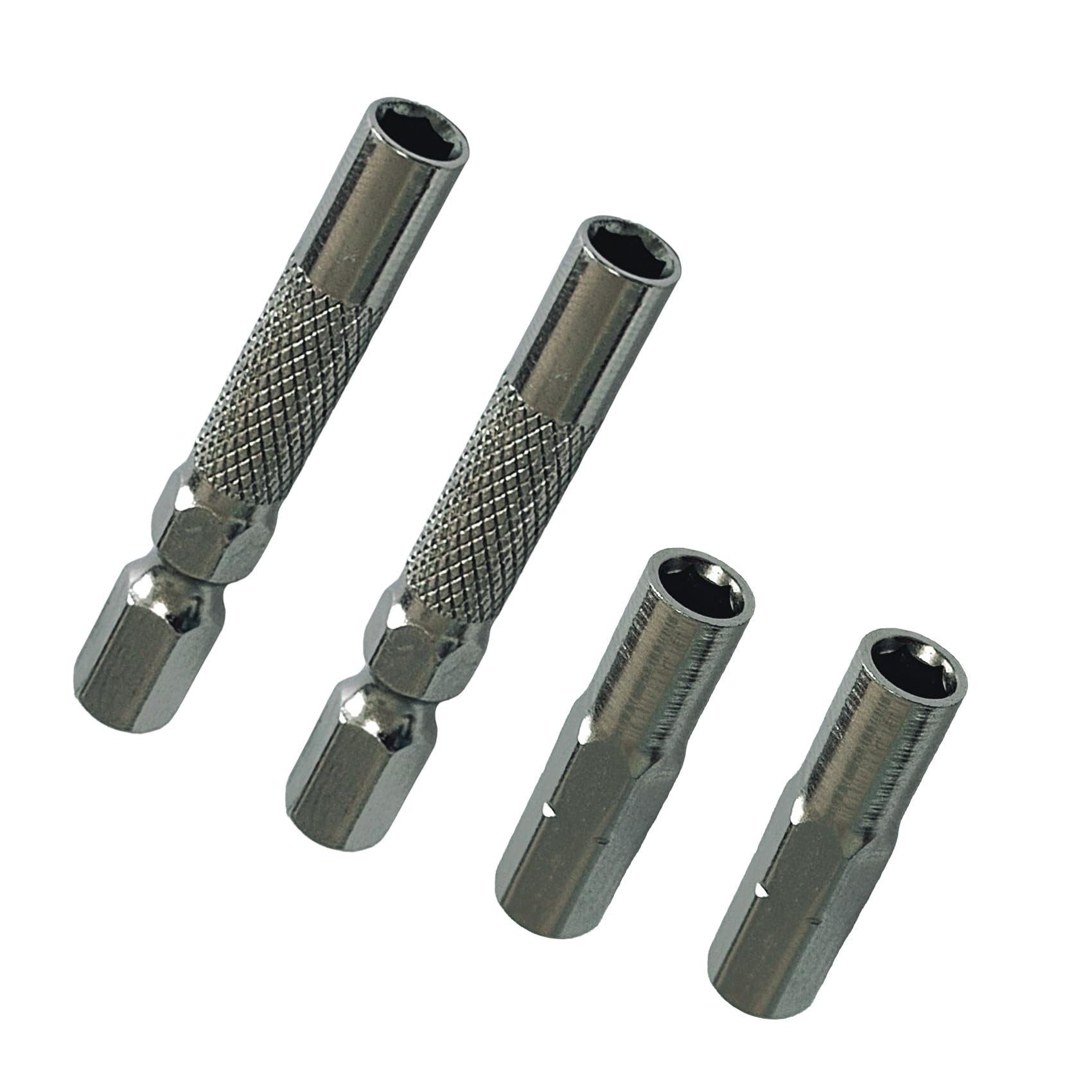 1/4 to 4mm Bit Adapter,2 Pieces 1/4 to 4mm Hex Adapter Magnetic and 2 Pieces 1/4 to 4mm Drill Extension Bit Holder for Micro Bits (4 Pack)