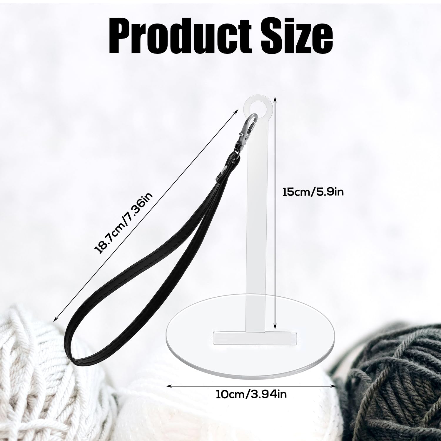 Portable Wrist Yarn Holder, Yarn Holder with Leather Wrist Strap Clear Acrylic Yarn Ball Minder Stand Yarn Organizer Storage Knitting Crocheting Supplies Gift for Craft Lovers