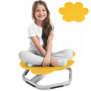 petal kids swivel chair, seat and spinning chair, body coordination training chair, yellow non slip sensory toys 360° spinning chair for autistic kids aged 3+, improving toddler's physical fitnesss