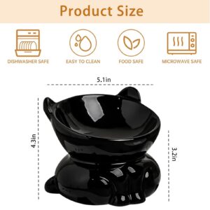 Elevated Cat Bowls, 15° Tilted Raised Cat Food Bowl Anti-Vomiting,Whisker Friendly, Cat Dishes for Protecting Spine (Black)