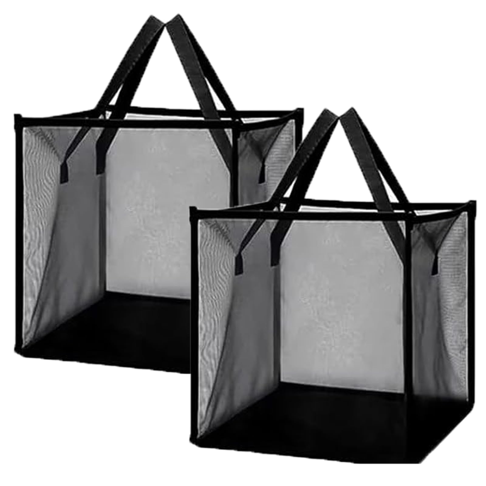 2 Pack Popup Laundry Hamper, Collapsible Mesh Laundry Baskets with Handles, Foldable Clothes Storage Hamper, Easy to Open, Portable for Laundry Storage, Kids Toy, Bathroom, Dorm or Travel, Black