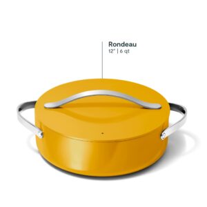 Caraway Rondeau - 6 Qt Non-Stick Pan with Lid - Free From Forever Chemicals - Perfect for Searing, Braising, & Roasting - Marigold