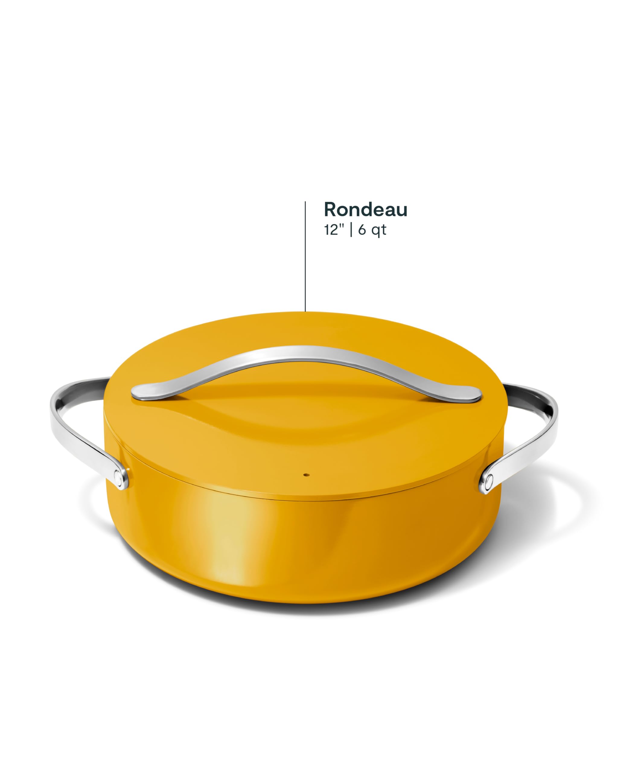 Caraway Rondeau - 6 Qt Non-Stick Pan with Lid - Free From Forever Chemicals - Perfect for Searing, Braising, & Roasting - Marigold