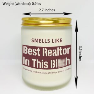 Wehnniee Funny Realtor Gifts for Agent Women, Best Realtor Candle, Closing Gifts for Realtors, Real Estate Agent Supplies - 7 oz Lavender Scented Candle, Thank You Gifts for Realtor, Broker