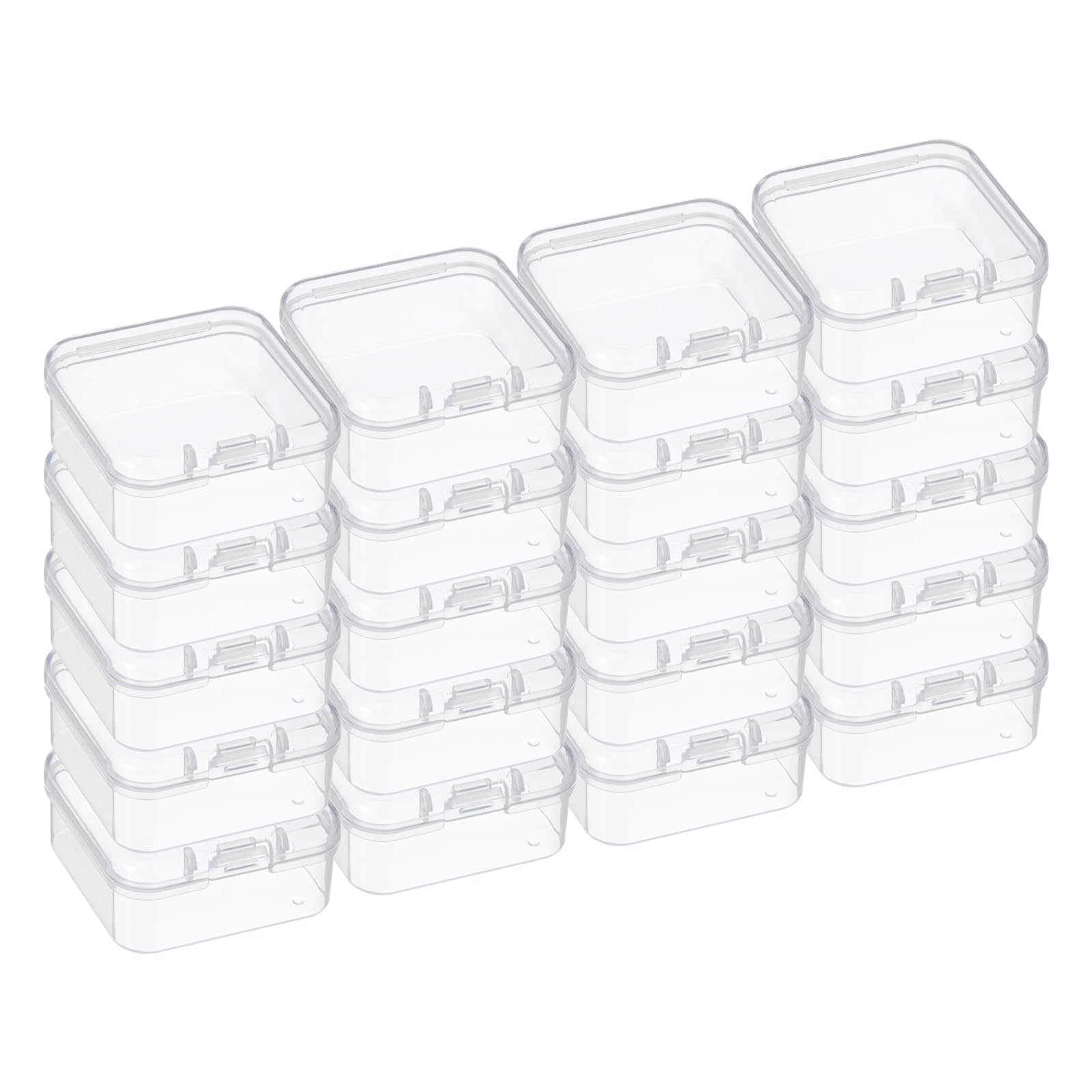 PATIKIL 1.8x1.8x1 Inch Clear Storage Box with Hinged Lid, 20Pack Plastic Stackable Rectangle Organizer Container for Bead Jewelry Small Item Art Craft Project