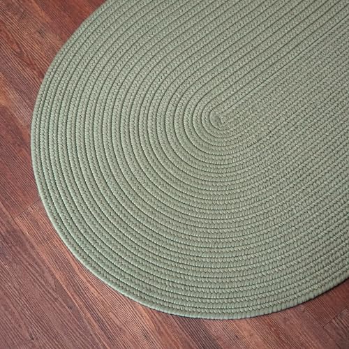 Colonial Mills Delicious Braided Reversible Solid 2X4 Scatter Throw Rug - Palm, Handcrafted in USA, Woven Texture, High Traffic, Entry, Kitchen, Living Room, Bed, Bath, Foyer, Porch - 2' X 4' Oval