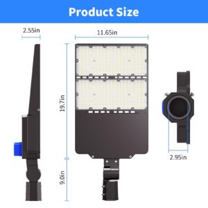 HYKOONT 300W LED Parking Lot Light,Dusk to Dawn Outdoor Lighting IP66 Waterproof Commercial Lighting 5000K LED Flood Lights Outdoor 36000lm Wide Angle Street Light with Photocell