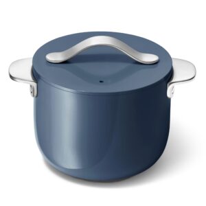 caraway petite cooker - 2 qt ceramic coated pot - free from forever chemicals - perfect for rice, grains, or sauces - navy