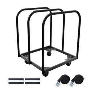 fauenpeey folding table cart, 3 pole panel cart with 4inch swivel caster 8pcs folding table storage capacity table dolly with gift-2pcs straps and 4pcs eva mat to store and move lumber,box etc.