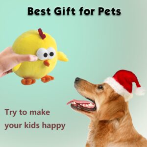 Interactive Dog Toys, Squeaky Dog Toys, Bouncing Interactive Dogs Ball for Boredom, Durable Chewing Chicken Stuffed Animal Plush Toy, Active Self Moving Ball with Music, Rechargeable & Washable