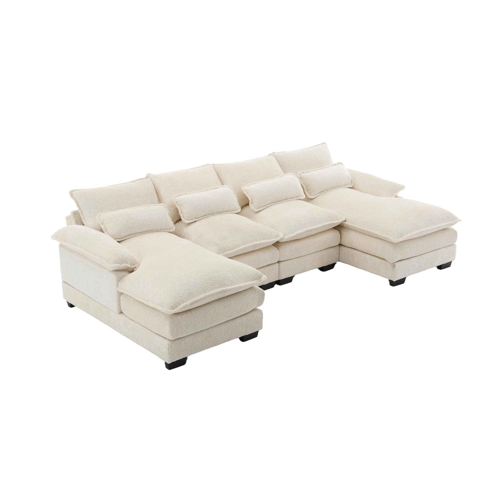 Oversized Modular Sectional Sofa with Double Chaise Lounge, Chenille Upholstered Cloud Couches for Living Room, U Shaped Large Overstuffed Sofa&Couches with Thicked Cushion for Apartment Office