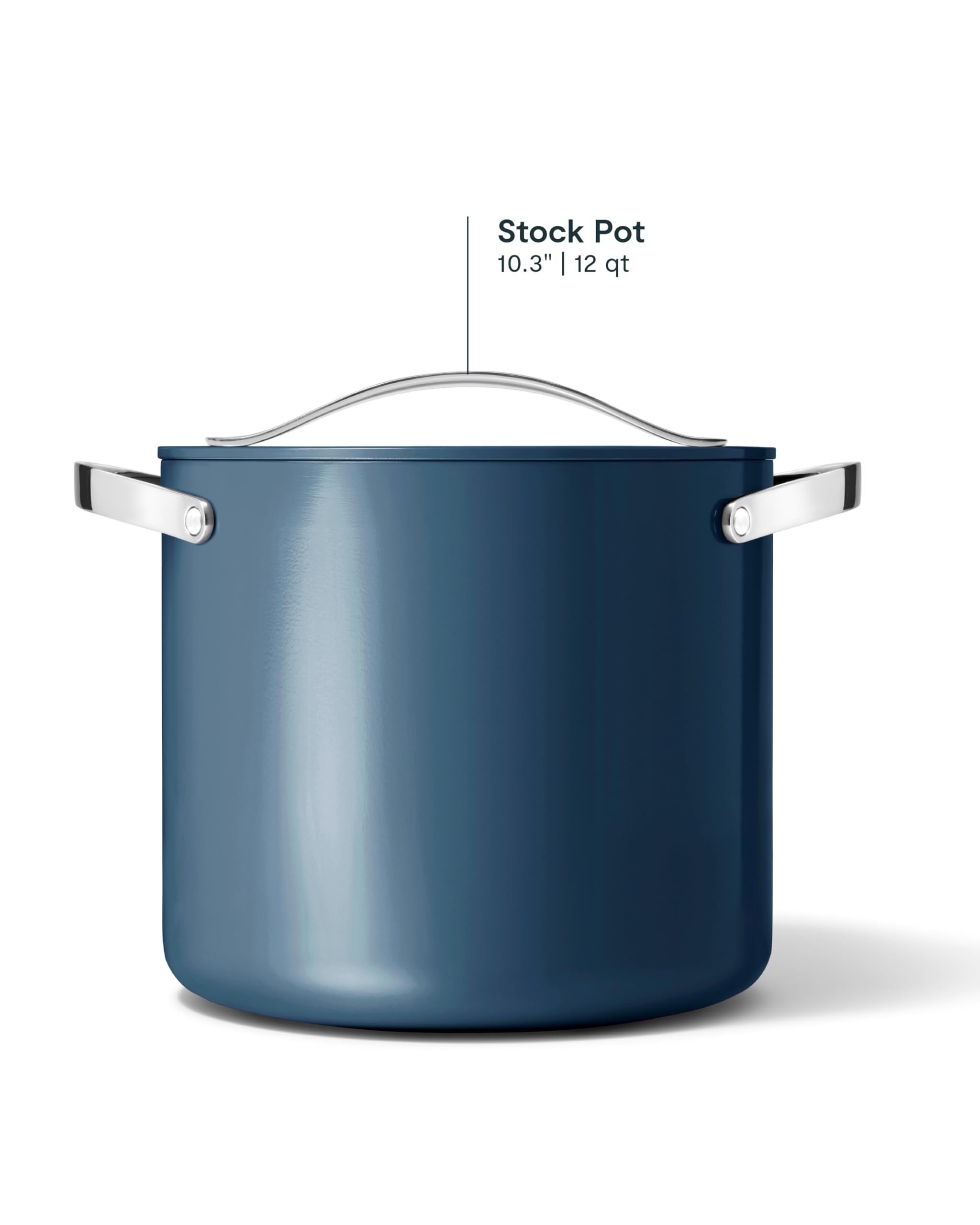 Caraway Stock Pot - 12 Qt Ceramic Coated Pot With Lid - Fee From Forever Chemicals - Large Pot for Bigger Batches - Navy