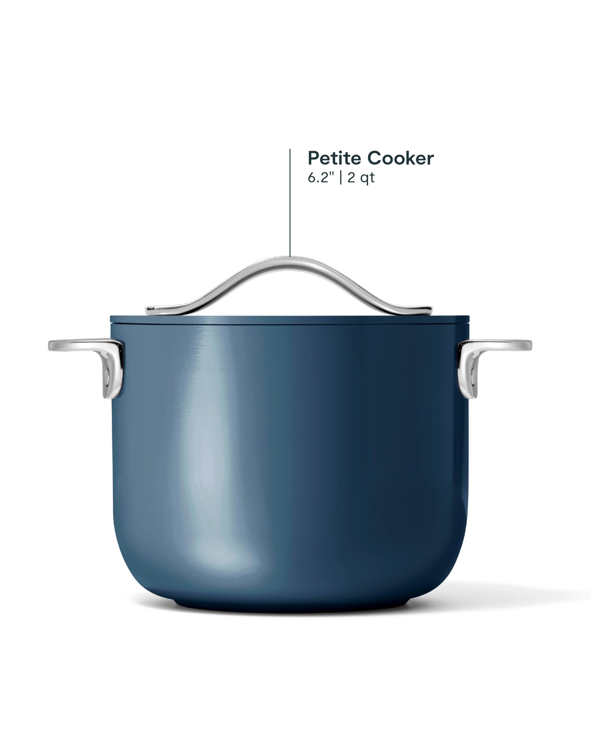 Caraway Petite Cooker - 2 Qt Ceramic Coated Pot - Free From Forever Chemicals - Perfect for Rice, Grains, or Sauces - Navy