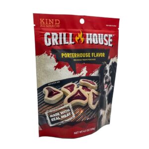 Bumpazie Grill House Bac'n Sizzlers Dog Treats, 4.5 oz. with Grill House Porterhouse Flavor Dog Treats, 4.5 oz and Grill House Ribeye Flavor Dog Treats, 4.5 oz.