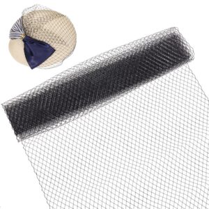 benecreat 2.18 yards birdcage veil netting fabric, 17inch wide organza tulle fabric net mesh black russian netting hat veil millinery for wedding, sewing, dress decoration