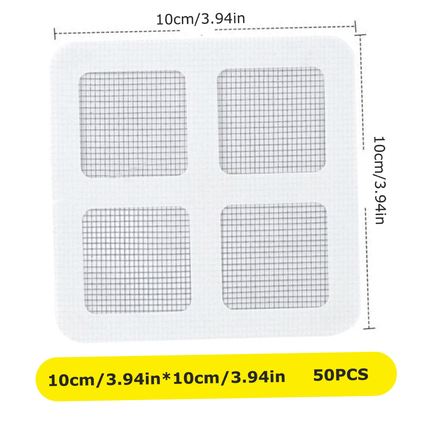 Disposable Shower Drain Hair Catcher, 50pcs 4inch Square Mesh Disposable Drain Covers, Sink Strainer Filter, Floor Drain Sticker for Bathroom, Laundry, Bathtub