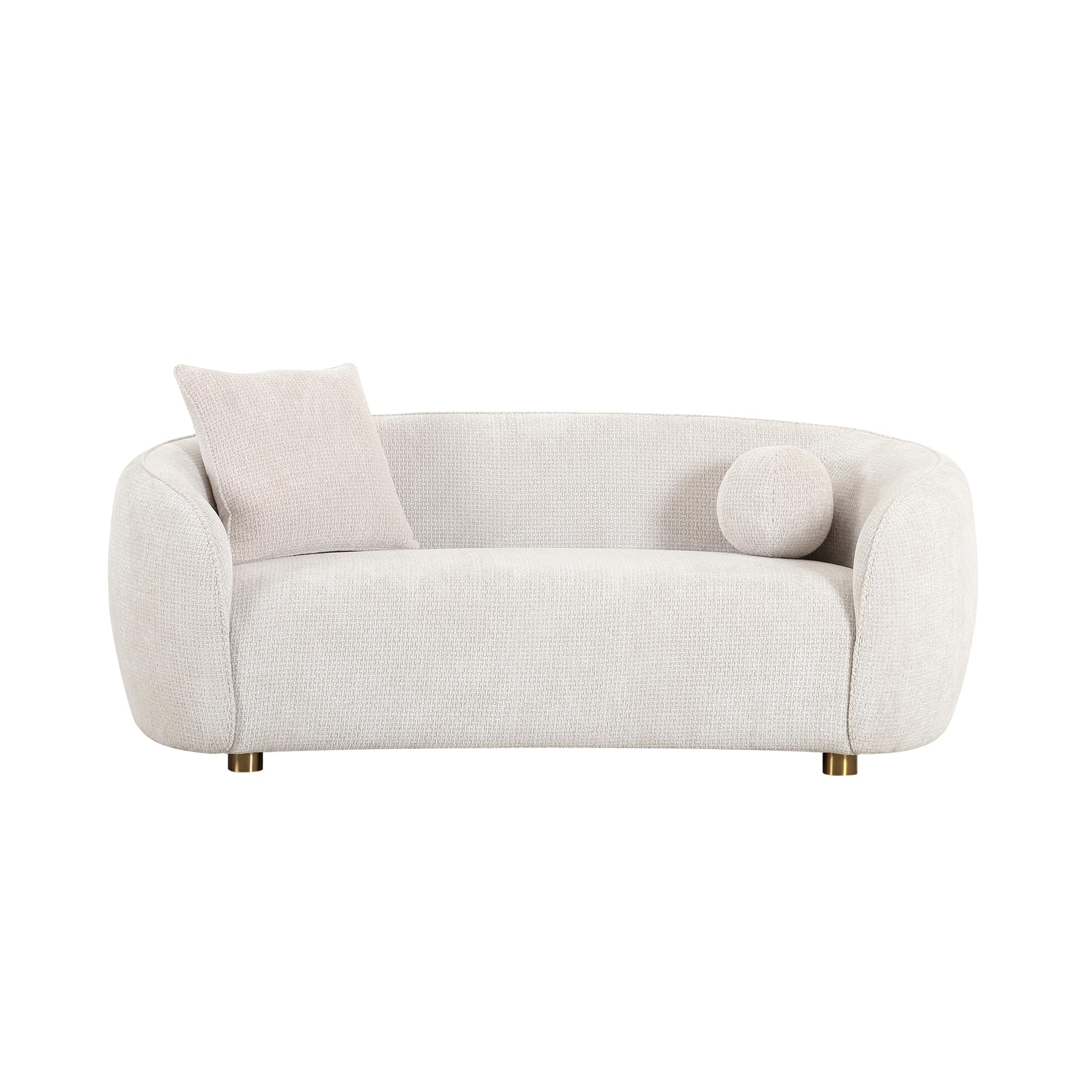 Pasargad Home Zarina Upholstered Modern Loveseat with 2 Pillows Included, Ivory