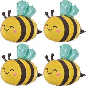 samoka bee balloons,4 pcs 31 inch cute smile face mylar foil bee balloons birthday party decorations,bee theme birthday supplies party decorations baby shower