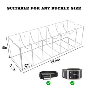 weddingwish Belt Organizer, Acrylic Belt Storage Organizer for Closet, 7 Compartments Clear Belt Holder with Dust Cover, Belt Display Case Hanger for Drawer Tie and Bow Tie